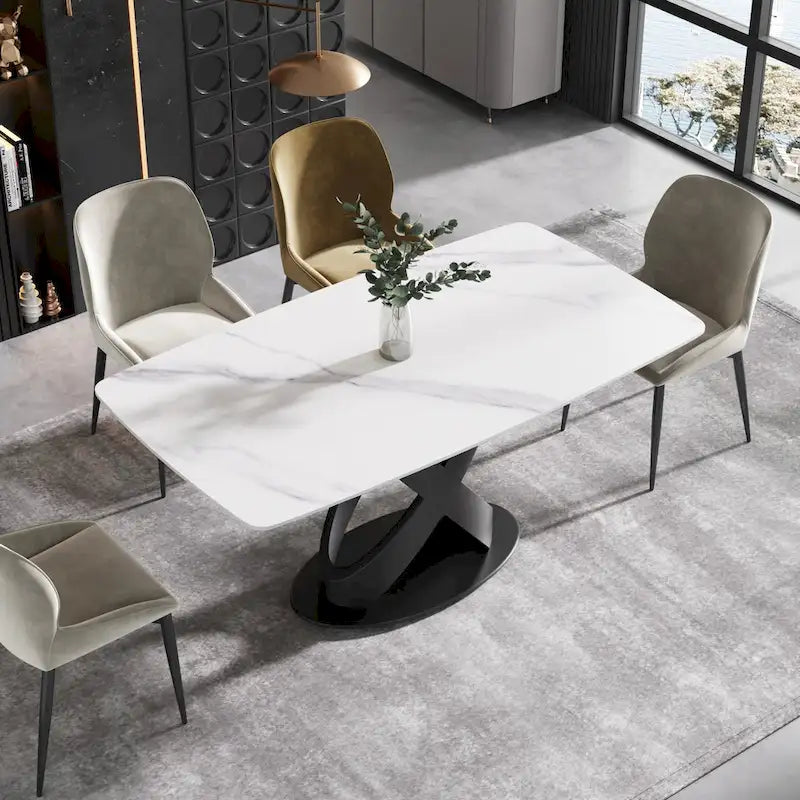 Table à manger rectangulaire moderne blanche de 160 cm