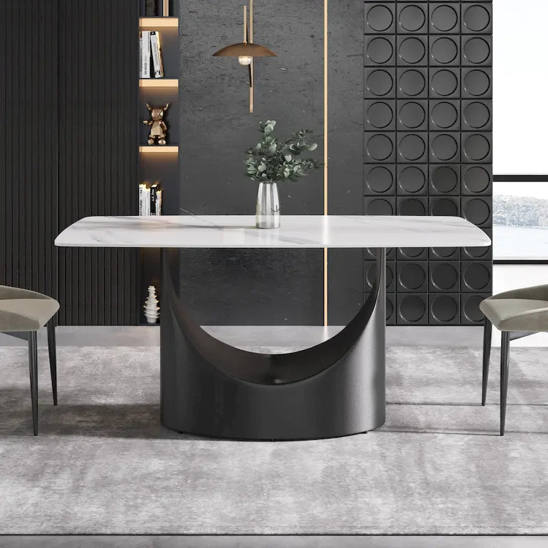 Table à manger rectangulaire moderne blanche de 160 cm