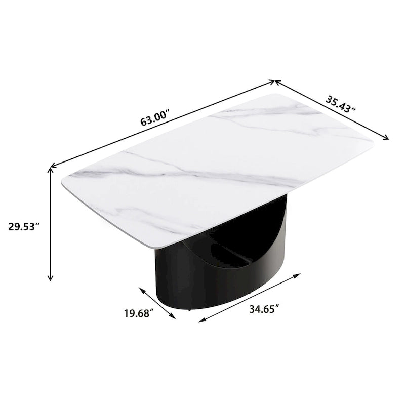 Table à manger rectangulaire moderne blanche de 160 cm