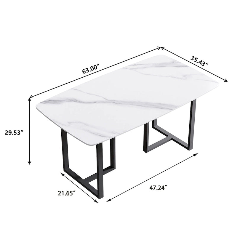 Table à manger rectangulaire moderne blanche de 160 cm