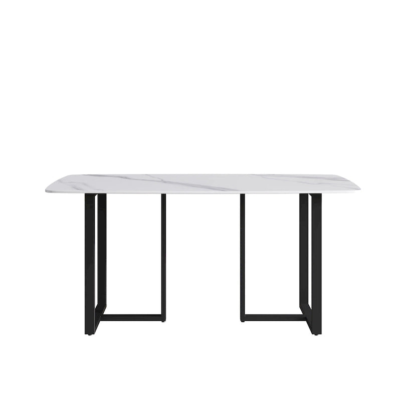 Table à manger rectangulaire moderne blanche de 160 cm