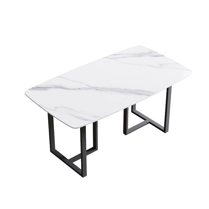 Table à manger rectangulaire moderne blanche de 160 cm