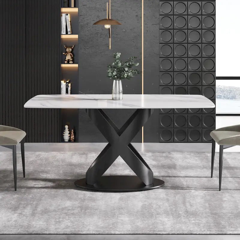 Table à manger rectangulaire moderne blanche de 160 cm