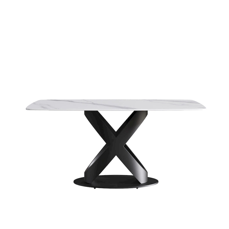 Table à manger rectangulaire moderne blanche de 160 cm