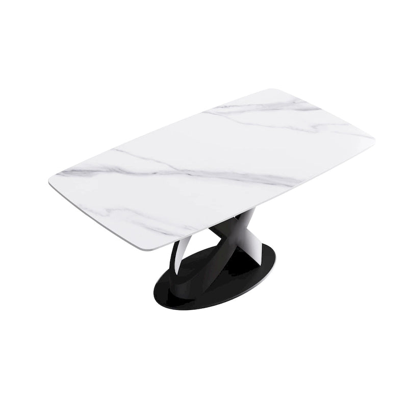 Table à manger rectangulaire moderne blanche de 160 cm