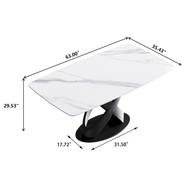 Table à manger rectangulaire moderne blanche de 160 cm
