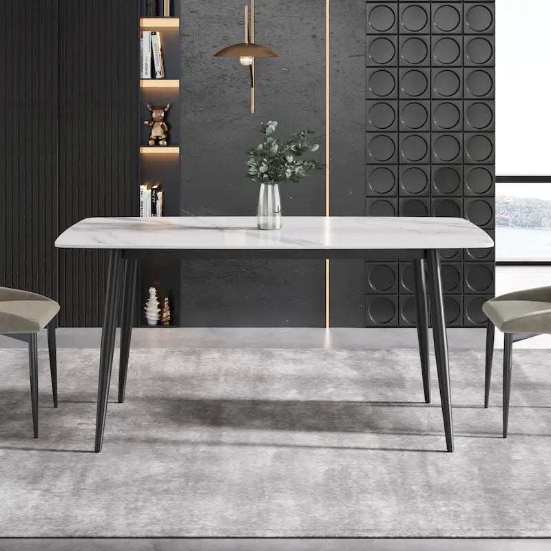 Table à manger rectangulaire moderne blanche de 160 cm