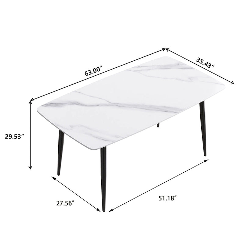 Table à manger rectangulaire moderne blanche de 160 cm