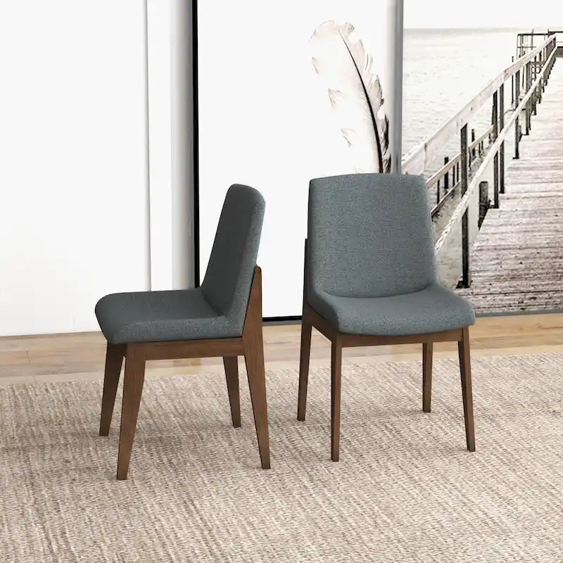 Chaise de salle à manger en mélange de polyester de style Mid-Century Odessa (lot de 2)