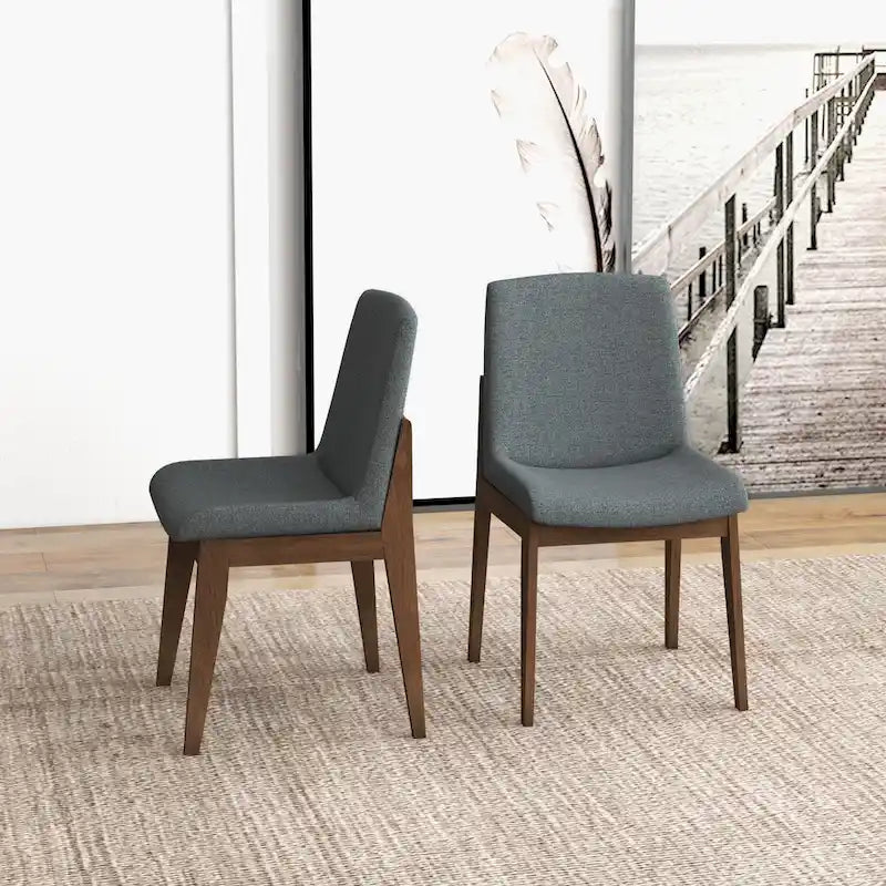 Chaise de salle à manger en mélange de polyester de style Mid-Century Odessa (lot de 2)