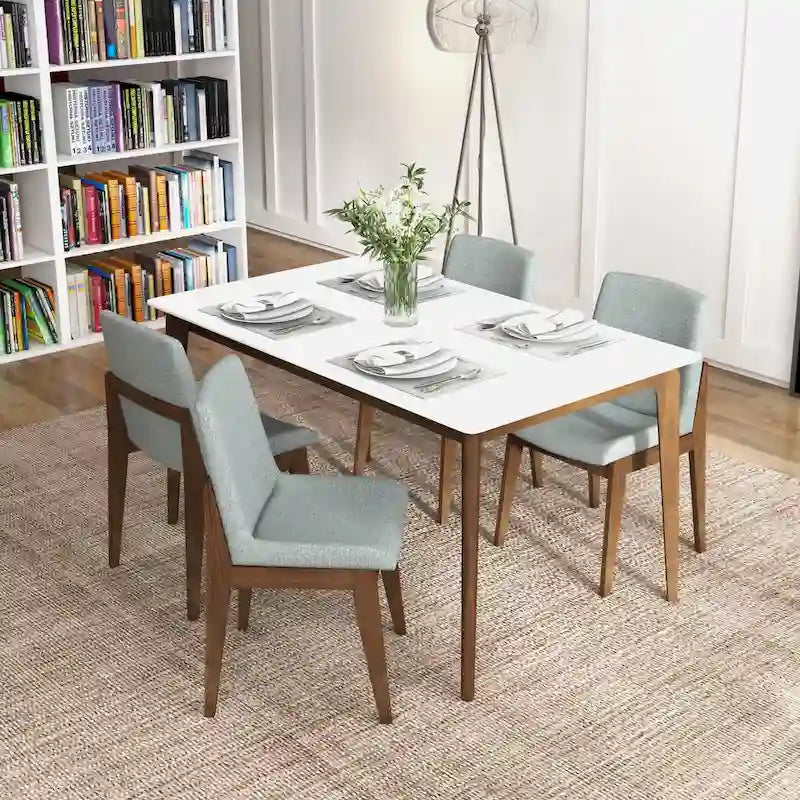 Chaise de salle à manger en mélange de polyester de style Mid-Century Odessa (lot de 2)