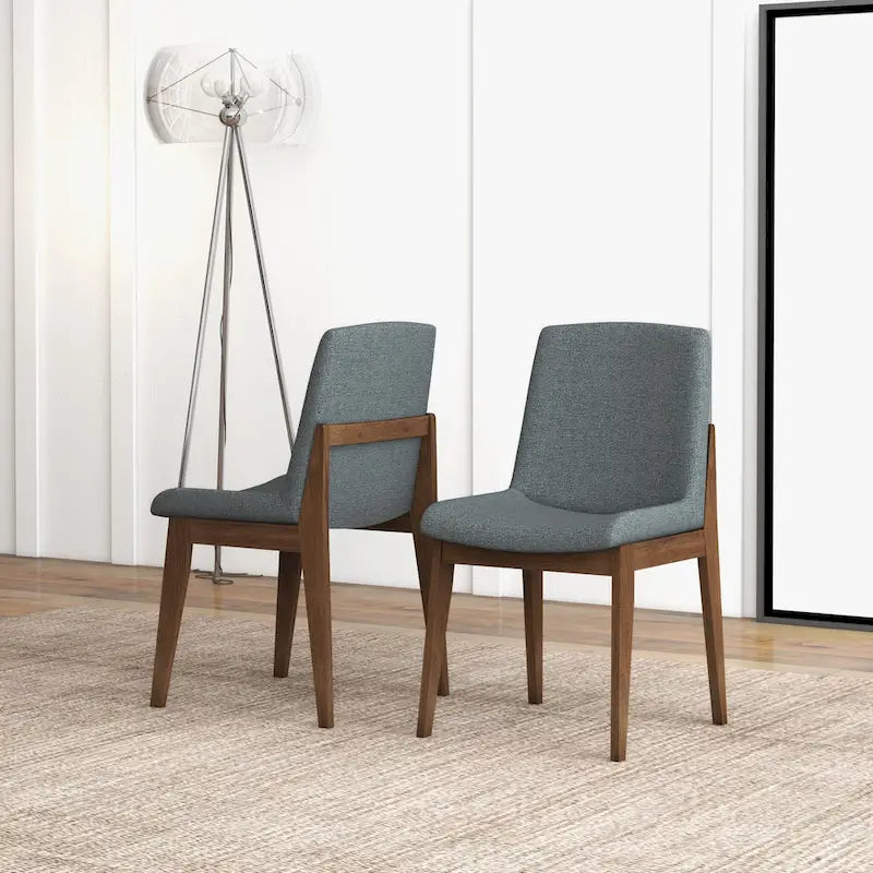 Chaise de salle à manger en mélange de polyester de style Mid-Century Odessa (lot de 2)