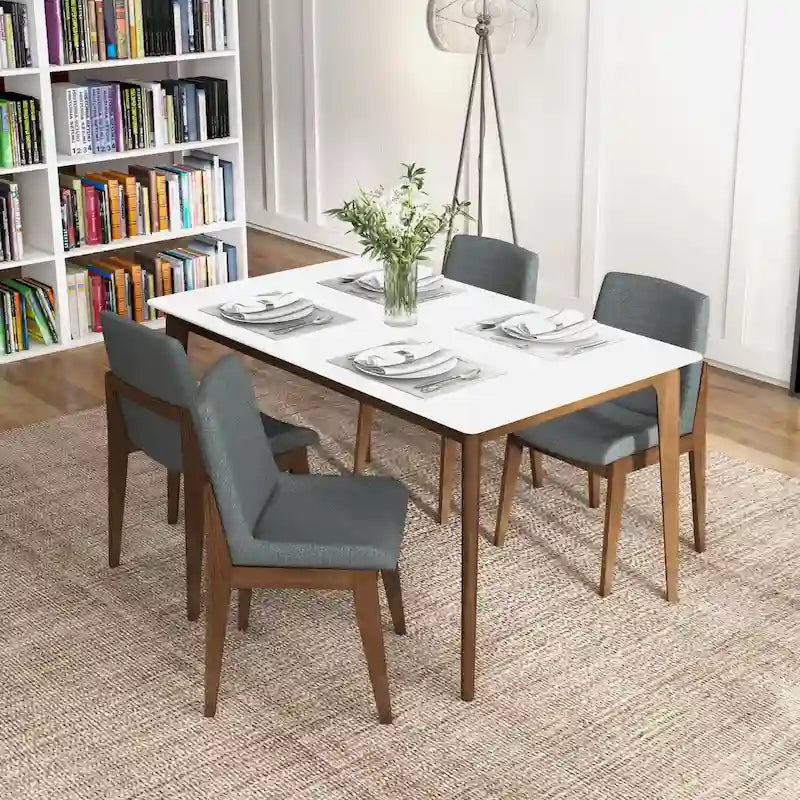 Chaise de salle à manger en mélange de polyester de style Mid-Century Odessa (lot de 2)