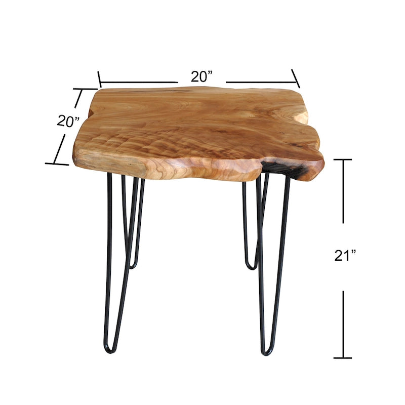 Table basse en bois de cèdre à bord brut
