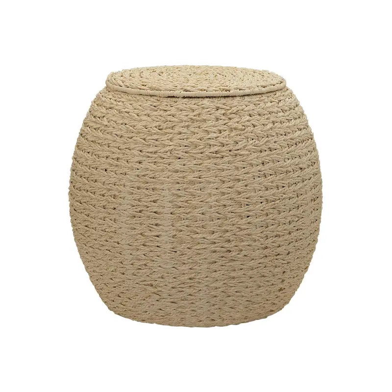 Table d'appoint en osier tissé à la main avec panier de rangement - 17,0 long. x 17,0 larg. x 19,0 haut.