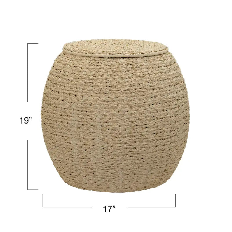 Table d'appoint en osier tissé à la main avec panier de rangement - 17,0 long. x 17,0 larg. x 19,0 haut.