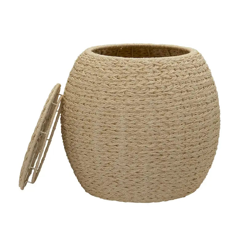 Table d'appoint en osier tissé à la main avec panier de rangement - 17,0 long. x 17,0 larg. x 19,0 haut.