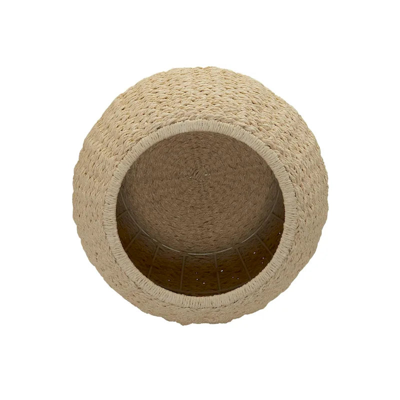 Table d'appoint en osier tissé à la main avec panier de rangement - 17,0 long. x 17,0 larg. x 19,0 haut.
