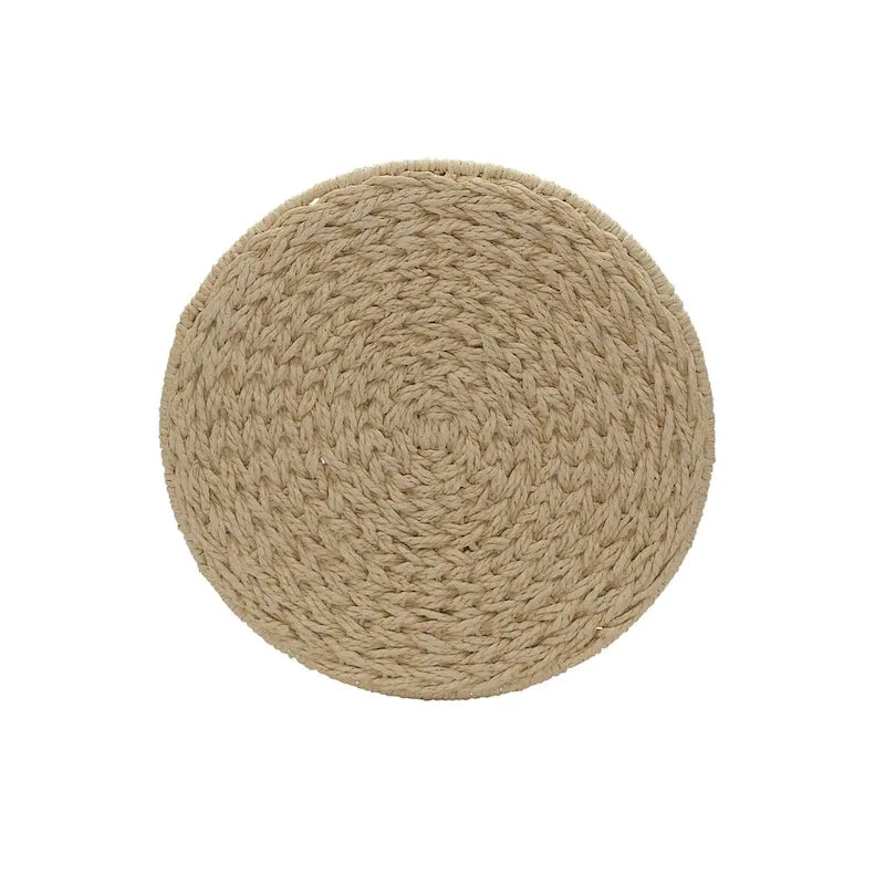 Table d'appoint en osier tissé à la main avec panier de rangement - 17,0 long. x 17,0 larg. x 19,0 haut.
