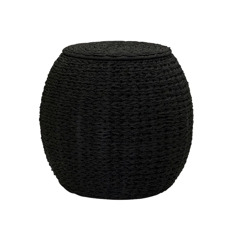 Table d'appoint en osier tissé à la main avec panier de rangement - 17,0 long. x 17,0 larg. x 19,0 haut.