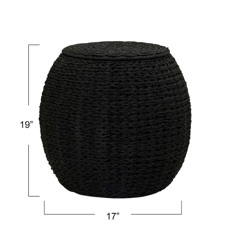 Table d'appoint en osier tissé à la main avec panier de rangement - 17,0 long. x 17,0 larg. x 19,0 haut.