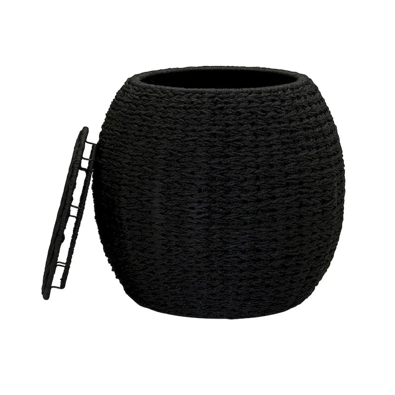 Table d'appoint en osier tissé à la main avec panier de rangement - 17,0 long. x 17,0 larg. x 19,0 haut.