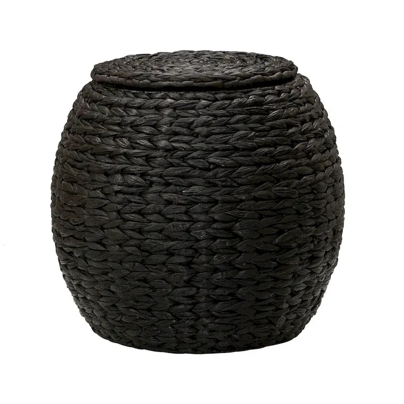 Table d'appoint en osier tissé à la main avec panier de rangement - 17,0 long. x 17,0 larg. x 19,0 haut.