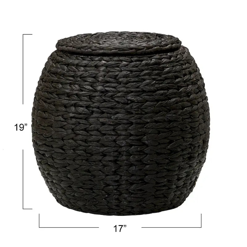 Table d'appoint en osier tissé à la main avec panier de rangement - 17,0 long. x 17,0 larg. x 19,0 haut.
