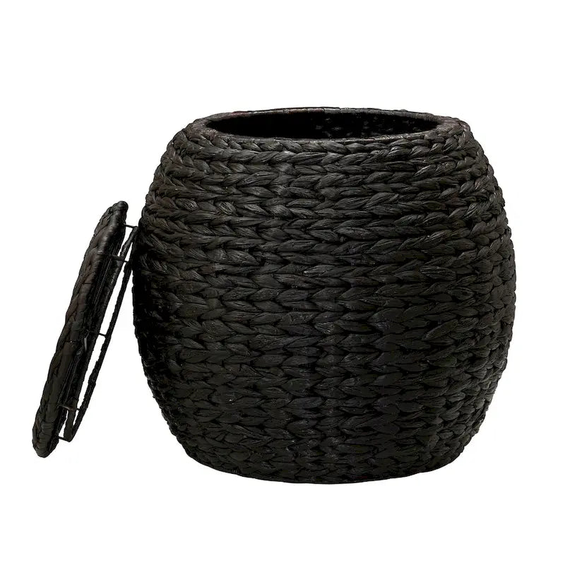 Table d'appoint en osier tissé à la main avec panier de rangement - 17,0 long. x 17,0 larg. x 19,0 haut.
