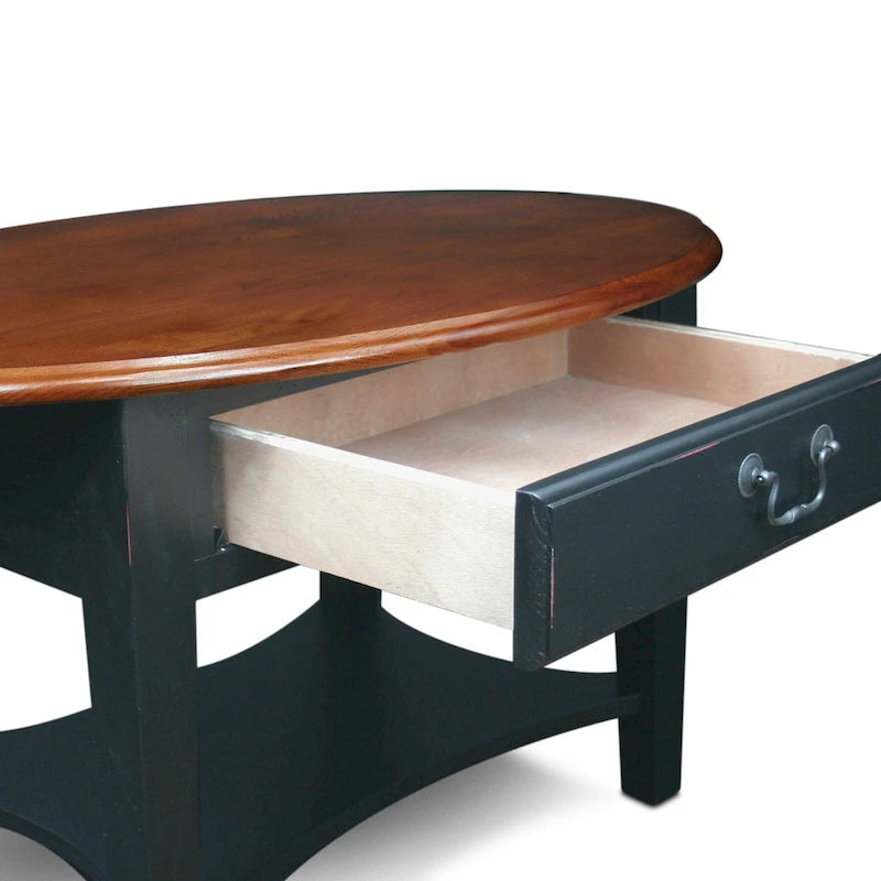 Table basse ovale à un tiroir avec étagère Leick Home