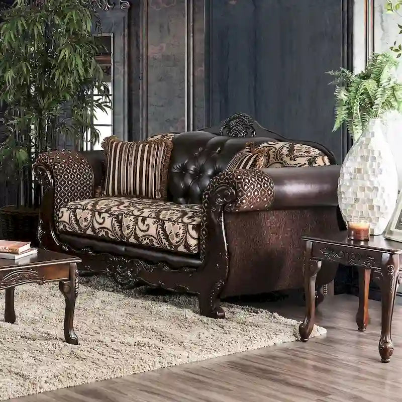 Causeuse capitonnée en similicuir traditionnel Rend de Furniture of America