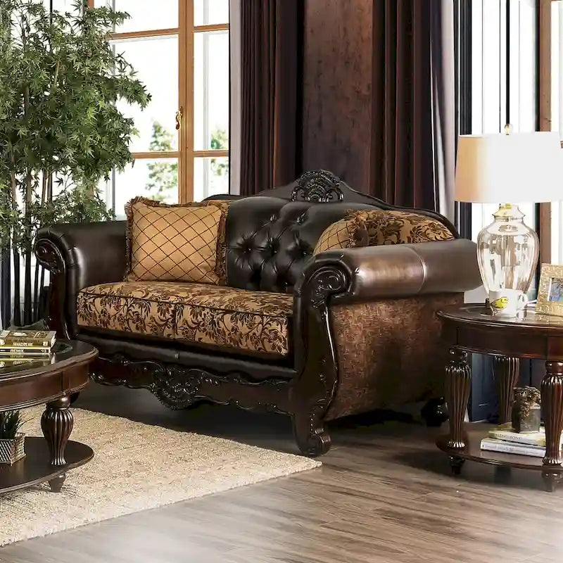 Causeuse capitonnée en similicuir traditionnel Rend de Furniture of America