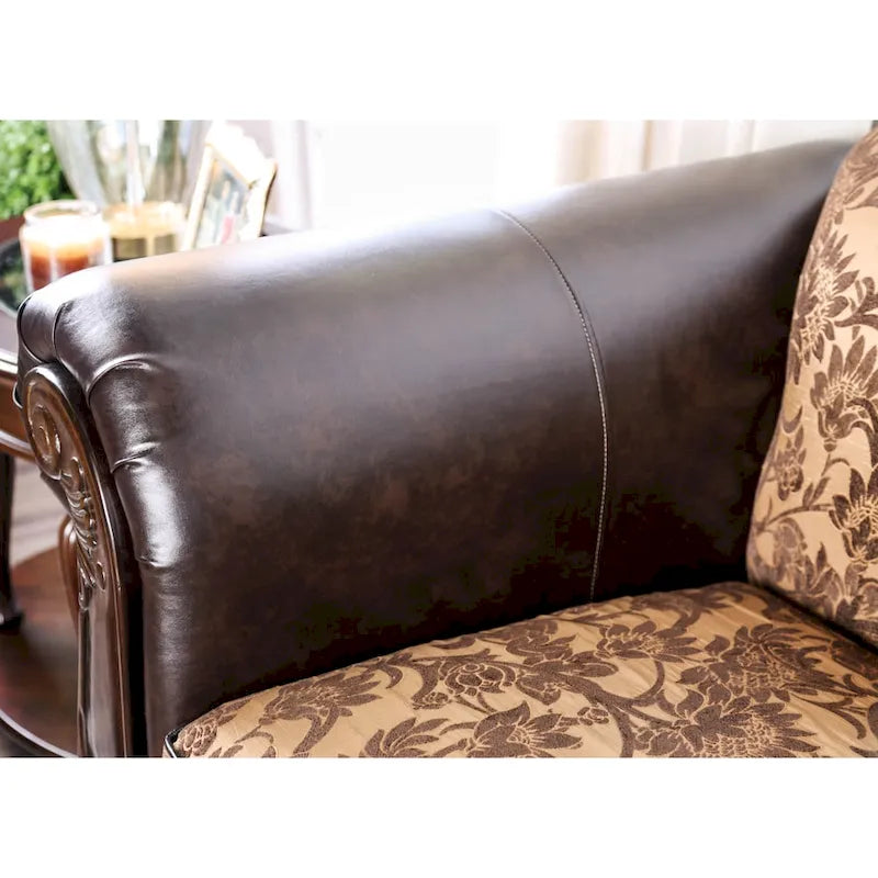 Causeuse capitonnée en similicuir traditionnel Rend de Furniture of America