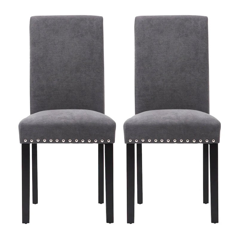 Chaises de salle à manger Parsons en tissu avec garniture cloutée en éponge, lot de 2