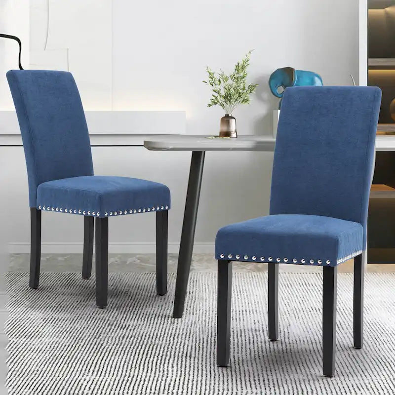 Chaises de salle à manger Parsons en tissu avec garniture cloutée en éponge, lot de 2