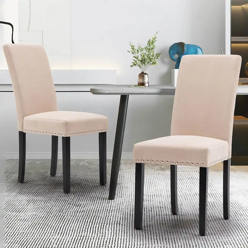 Chaises de salle à manger Parsons en tissu avec garniture cloutée en éponge, lot de 2