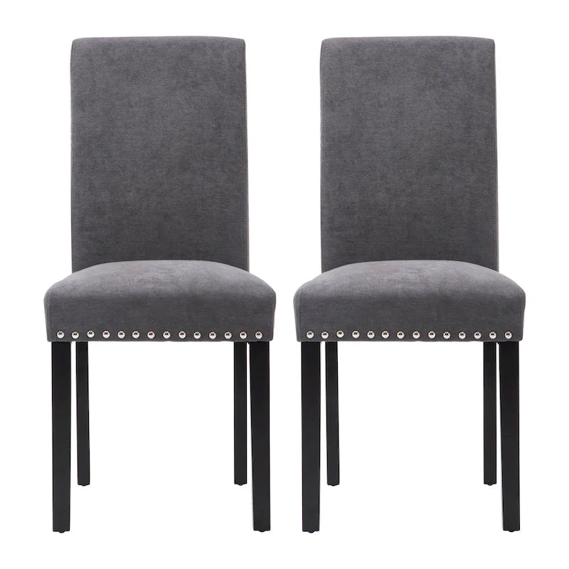 Chaises de salle à manger Parsons en tissu avec garniture cloutée en éponge, lot de 2