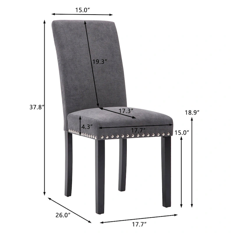 Chaises de salle à manger Parsons en tissu avec garniture cloutée en éponge, lot de 2