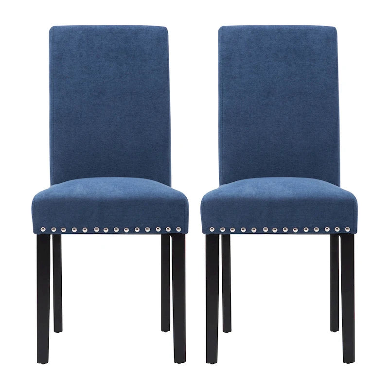 Chaises de salle à manger Parsons en tissu avec garniture cloutée en éponge, lot de 2