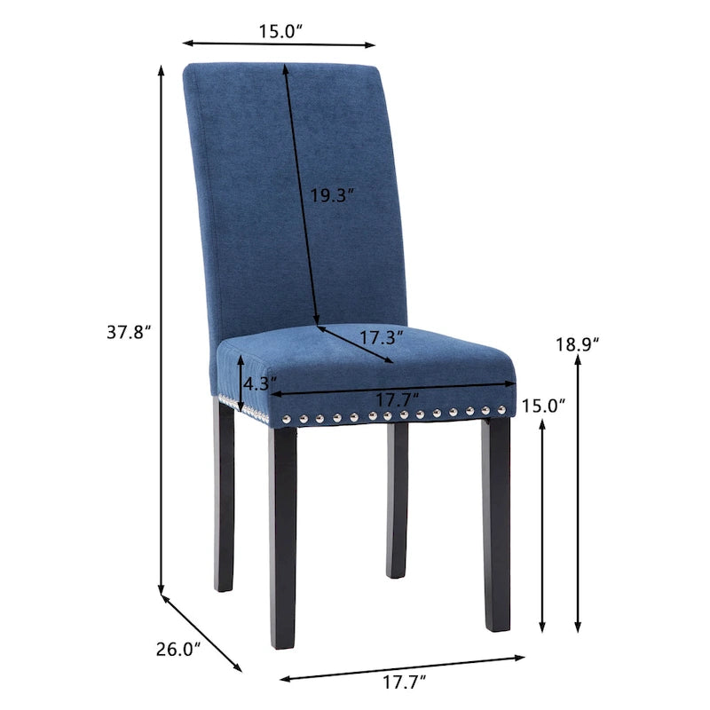 Chaises de salle à manger Parsons en tissu avec garniture cloutée en éponge, lot de 2