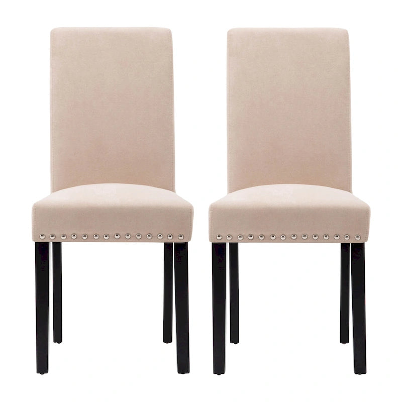 Chaises de salle à manger Parsons en tissu avec garniture cloutée en éponge, lot de 2
