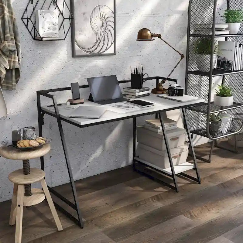 Meard Industrial 49-inch Steel Computer Desk with USBs by 