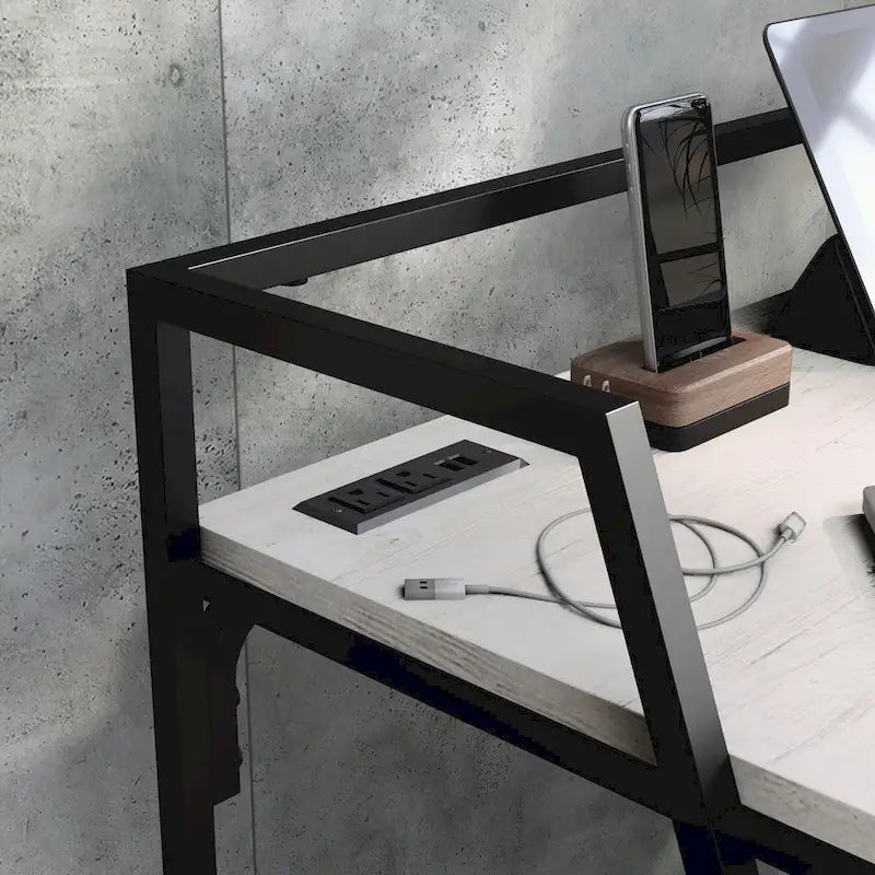 Bureau d'ordinateur industriel en acier de 49 pouces avec ports USB