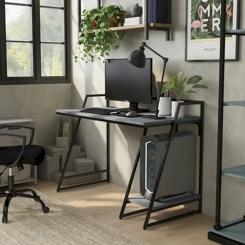 Bureau d'ordinateur industriel en acier de 49 pouces avec ports USB