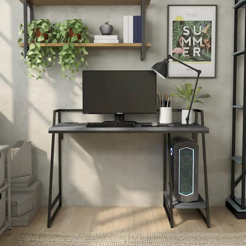 Bureau d'ordinateur industriel en acier de 49 pouces avec ports USB