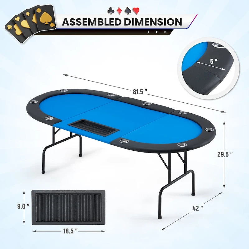 AVAWING Table de poker pour 9 joueurs Casino Loisirs