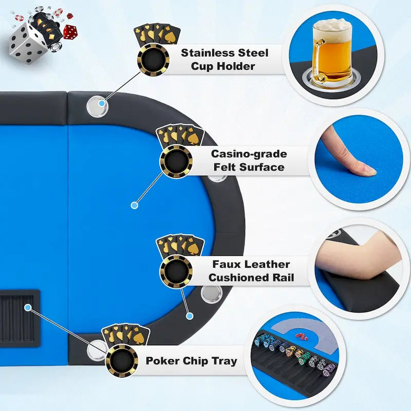 AVAWING Table de poker pour 9 joueurs Casino Loisirs