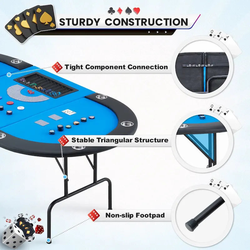 AVAWING Table de poker pour 9 joueurs Casino Loisirs