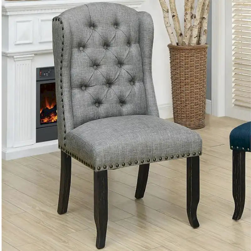 Lot de 2 chaises de salle à manger capitonnées traditionnelles DH LUX de Denhour