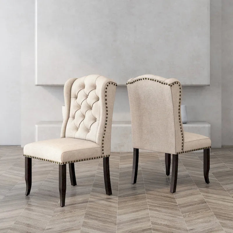 Lot de 2 chaises de salle à manger capitonnées traditionnelles DH LUX de Denhour